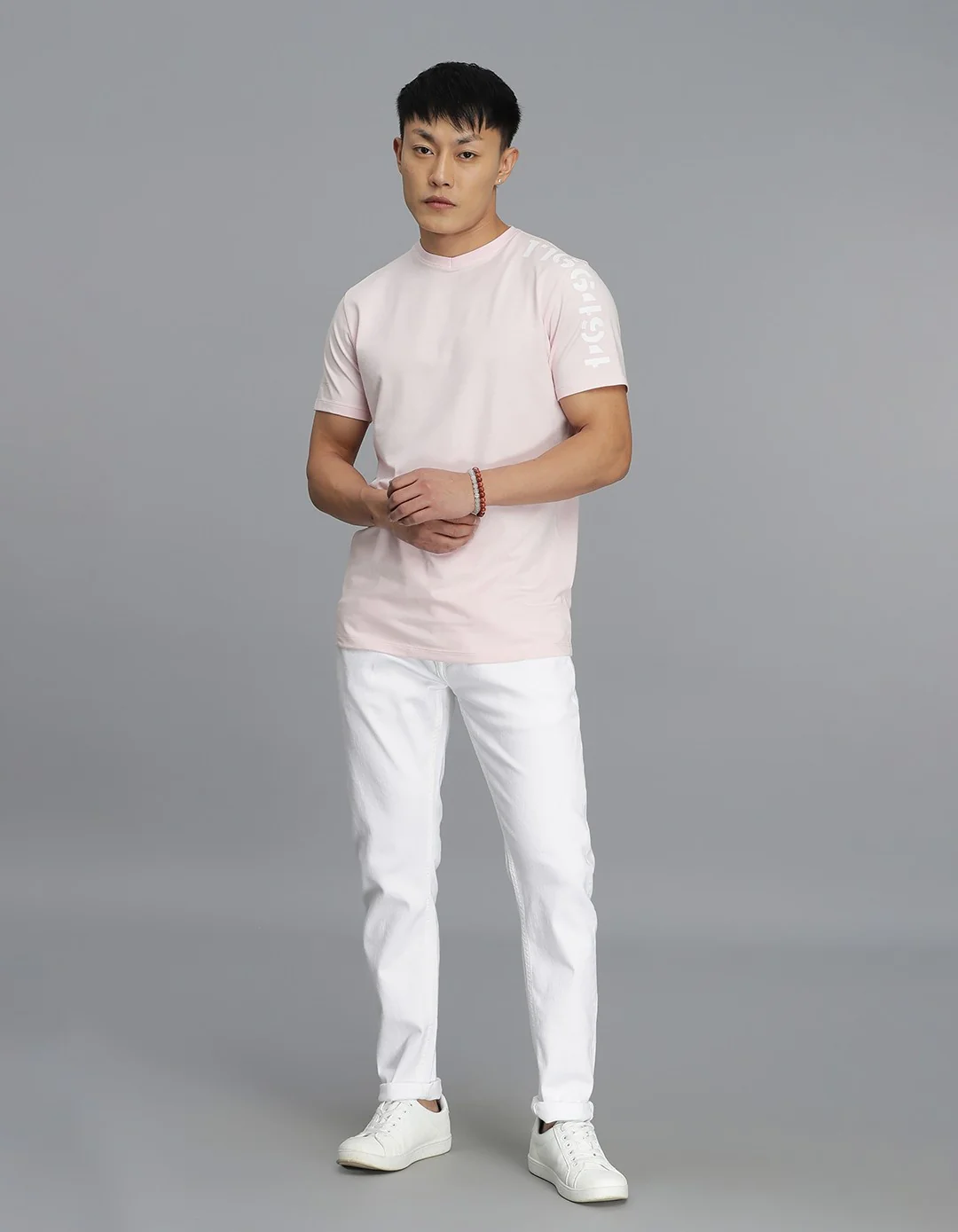 Water Pink Half Sleeves Round Neck Tee - Image 2