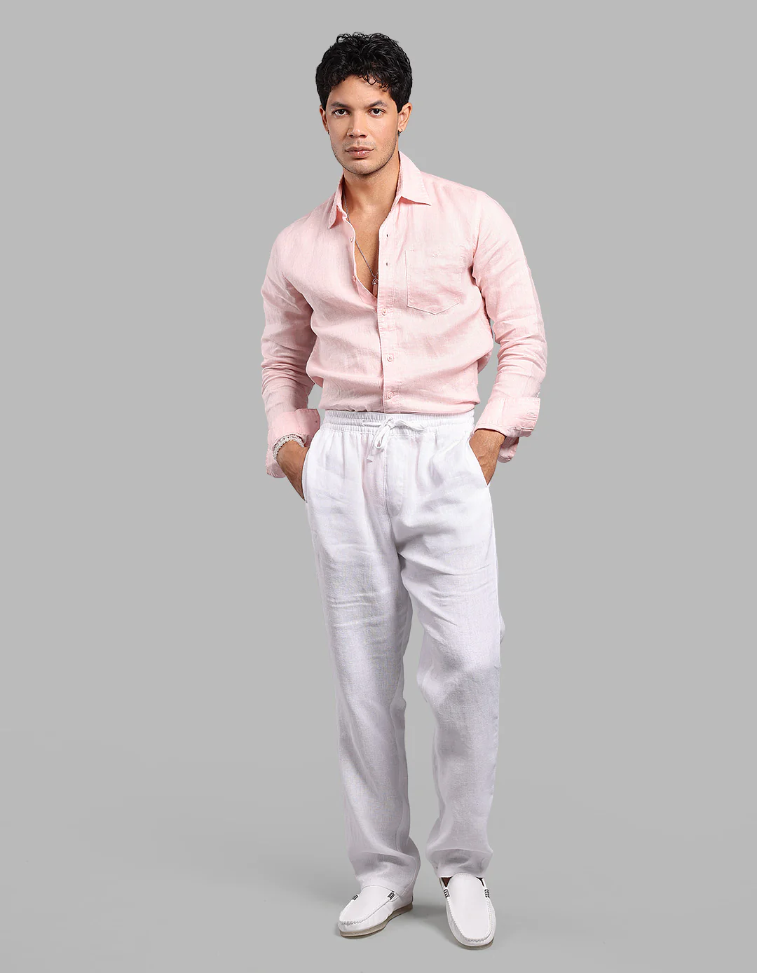 White 100% Linen Pant - Image 2