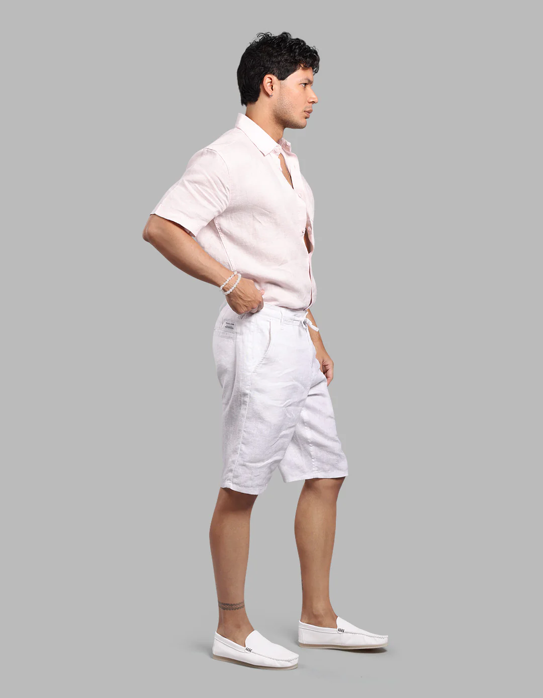 White 100% Linen Short - Image 5