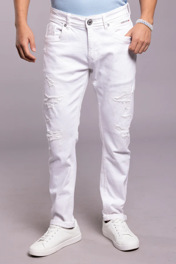White 5 Pocket Low-Rise Ankle Length Jeans