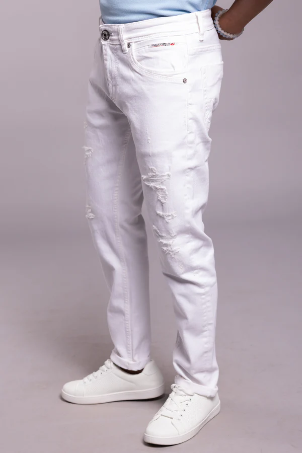 White 5 Pocket Low-Rise Ankle Length Jeans - Image 3