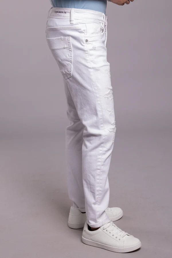 White 5 Pocket Low-Rise Ankle Length Jeans - Image 5