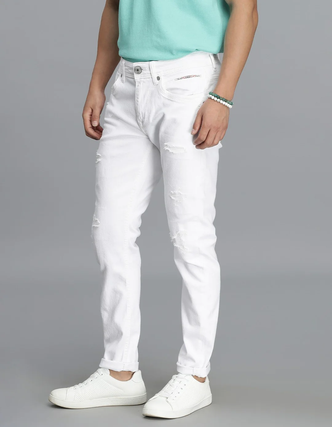 White 5 Pocket Low-Rise Ankle Length jeans - Image 3