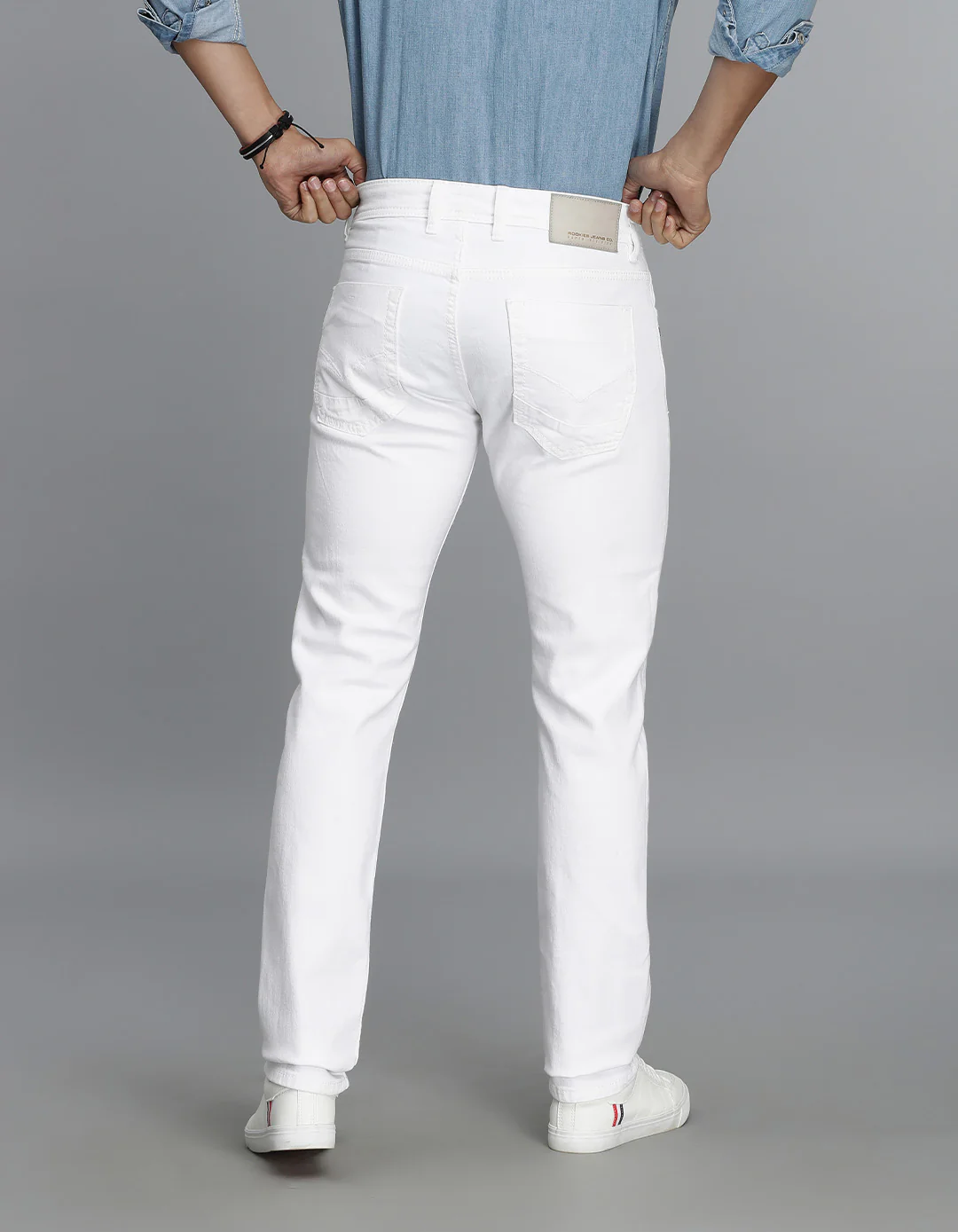 White 5 Pocket Mid-Rise Slim Straight Fit jeans - Image 5