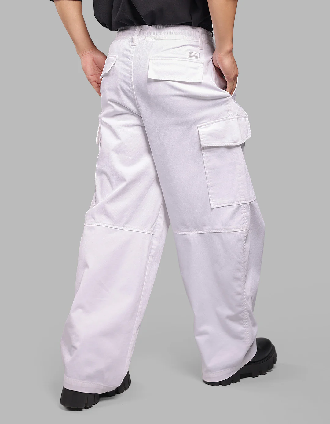 White Balloon Fit Stretch Cargo Pants - Image 6
