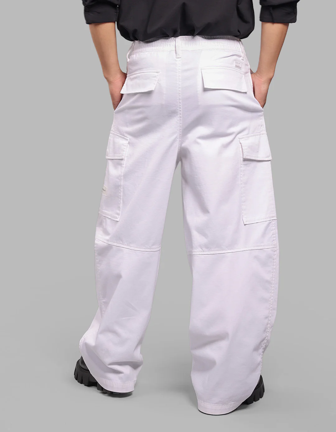 White Balloon Fit Stretch Cargo Pants - Image 7