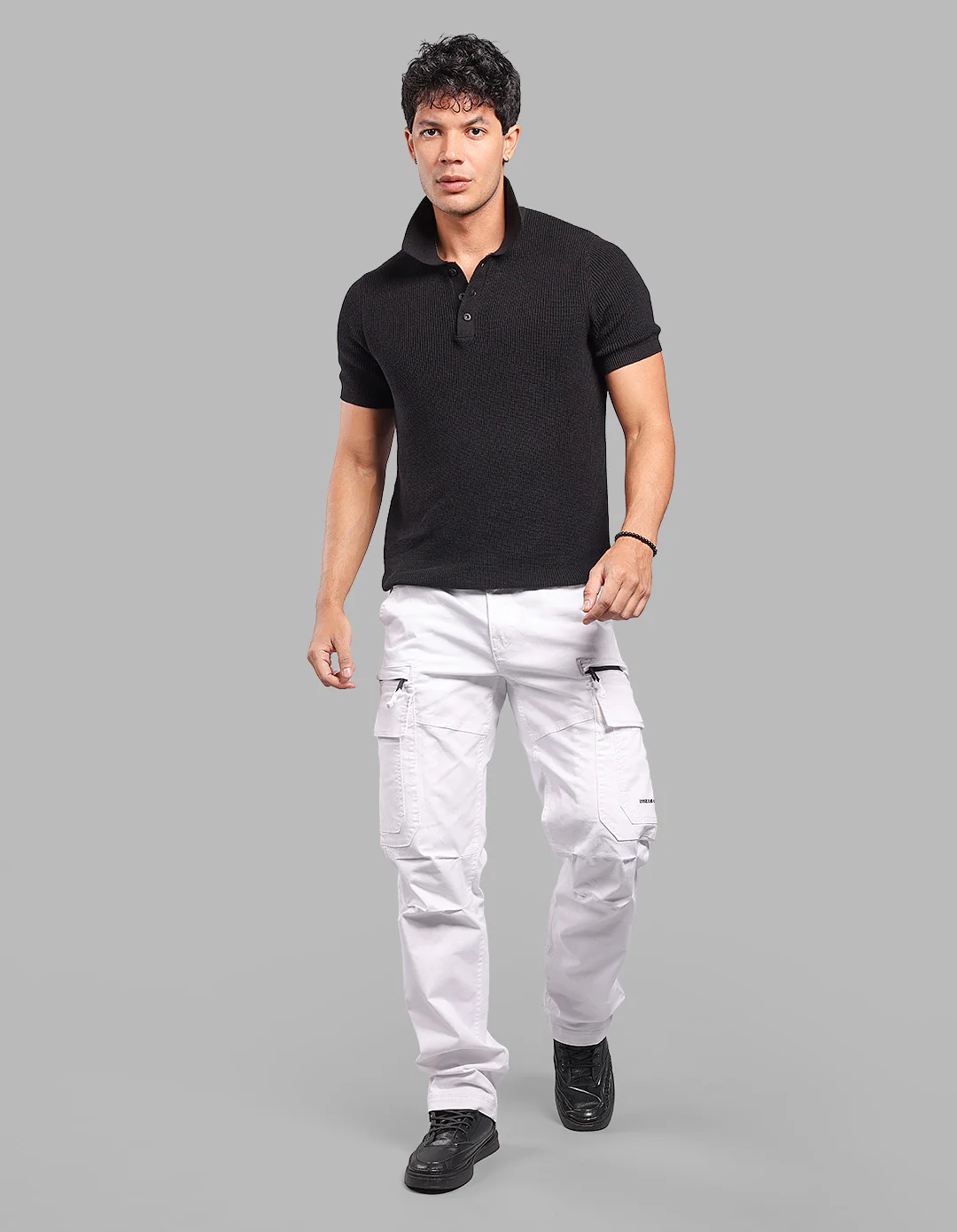 White Comfort Straight Fit Stretch Cargo Pants - Image 2