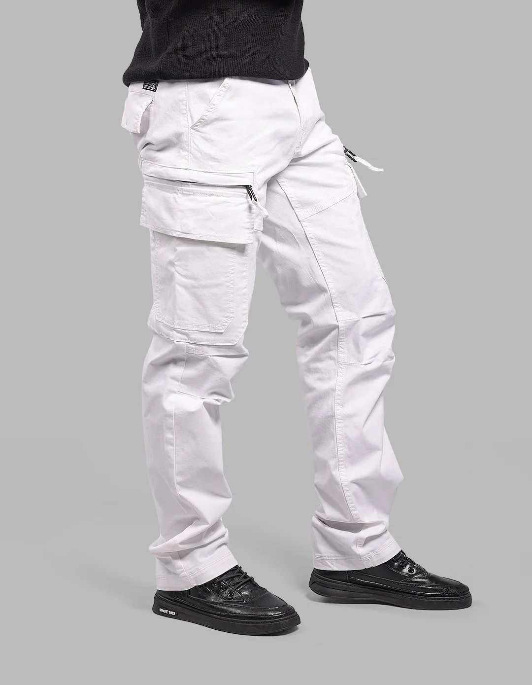 White Comfort Straight Fit Stretch Cargo Pants - Image 4