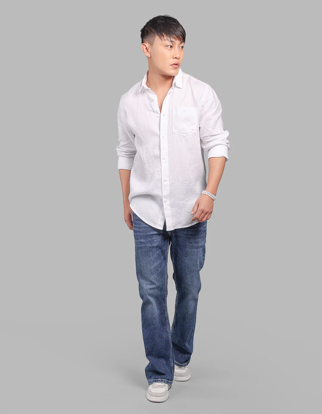 White Full Sleeve 100% Linen Shirt - Image 2
