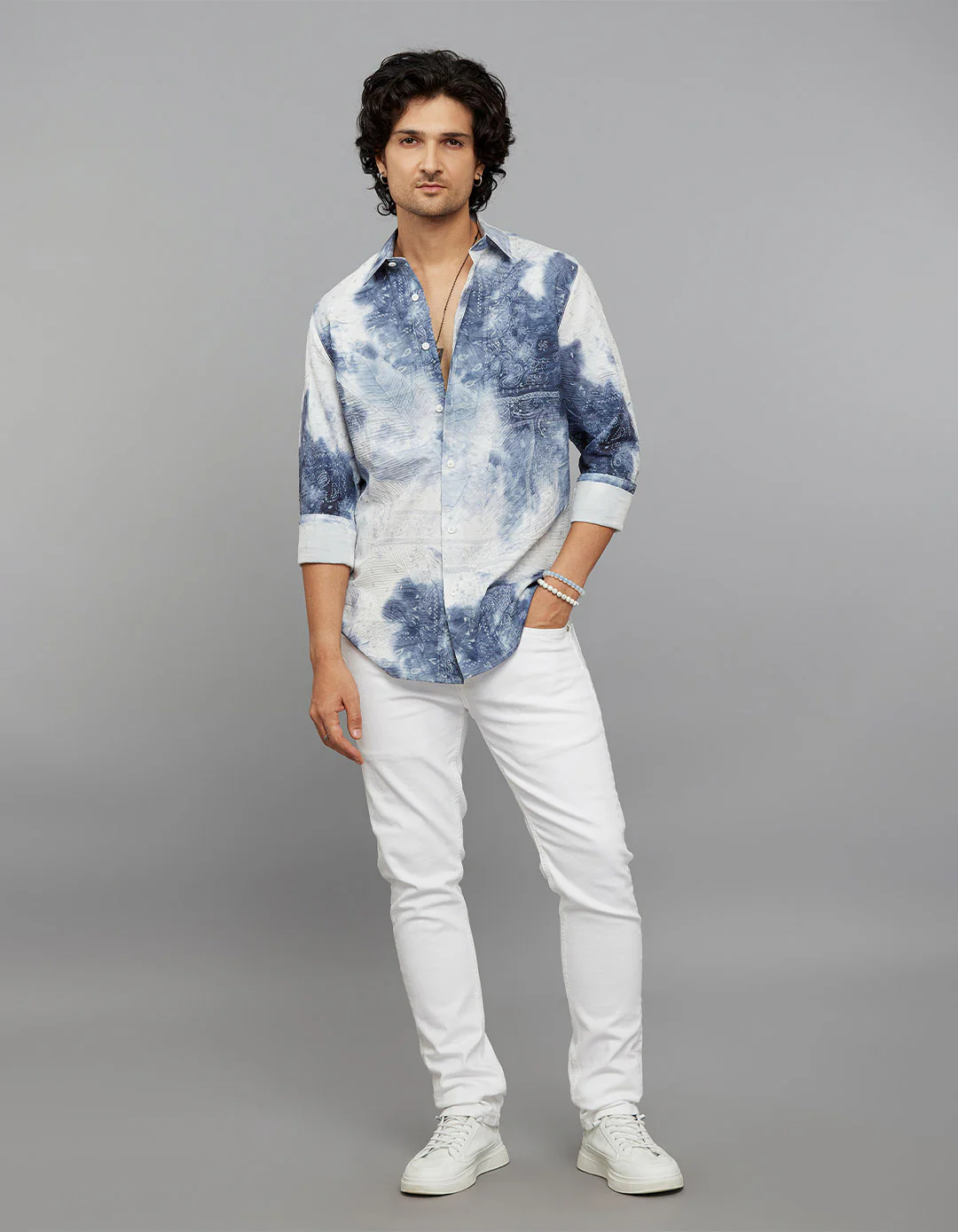 White Full Sleeves Printed Shirt - Image 2