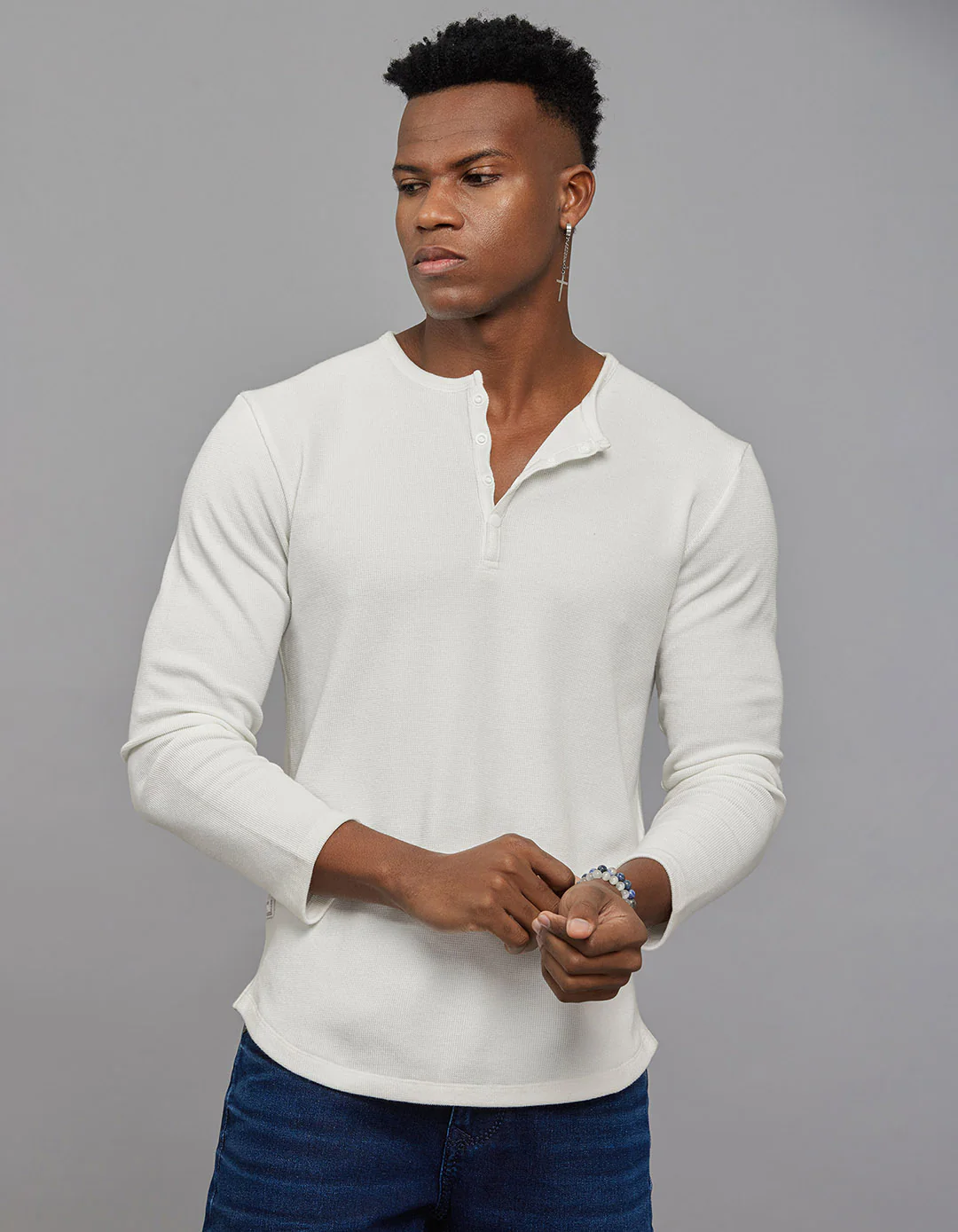White Full Sleeves Round Neck Tee