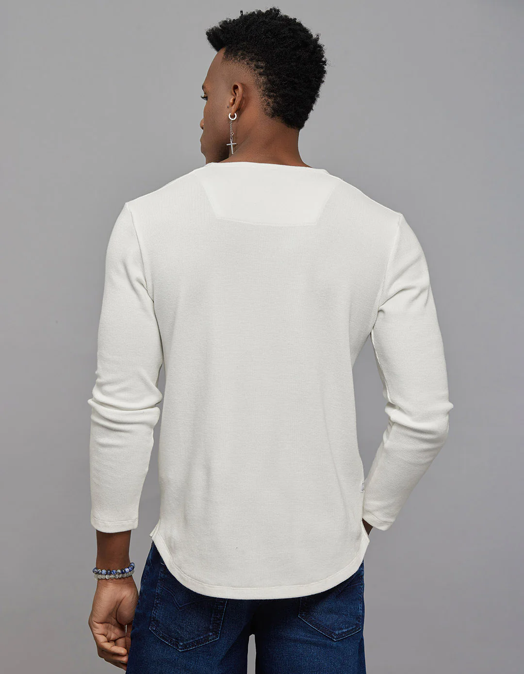 White Full Sleeves Round Neck Tee - Image 5