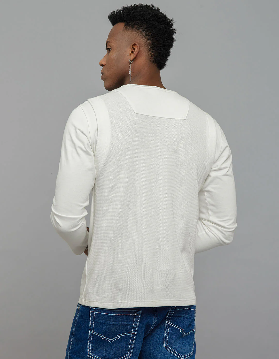 White Full Sleeves Round Neck Tee - Image 7