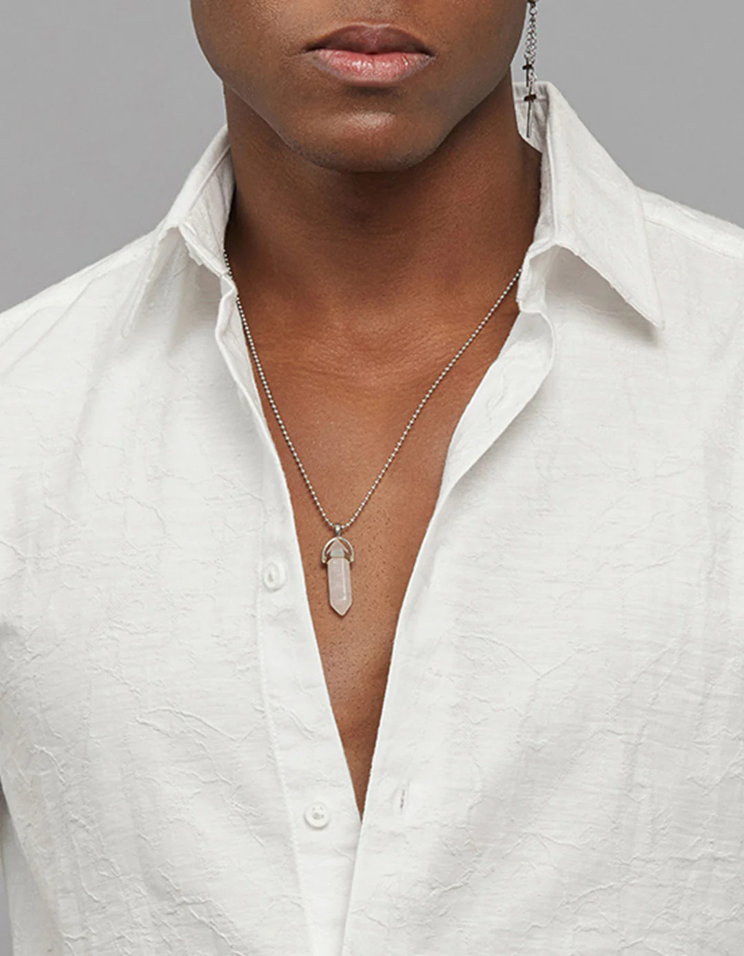 White Full Sleeves Texture Print Shirt - Image 5