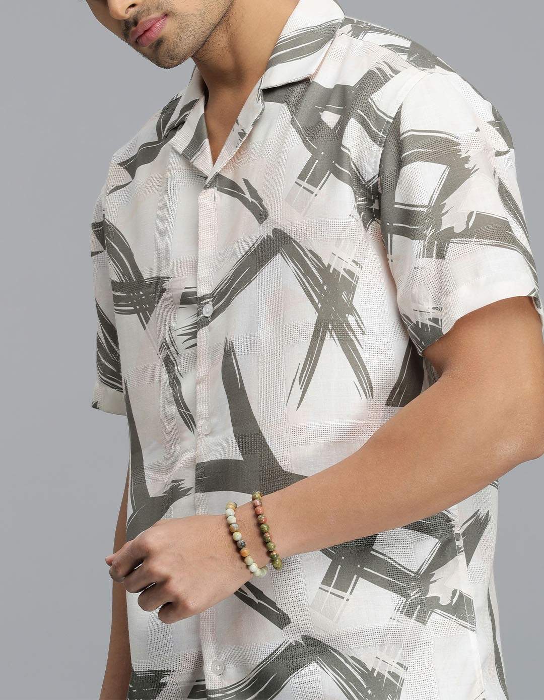 WHITE HALF SLEEVE PRINTED SHIRT - Image 3