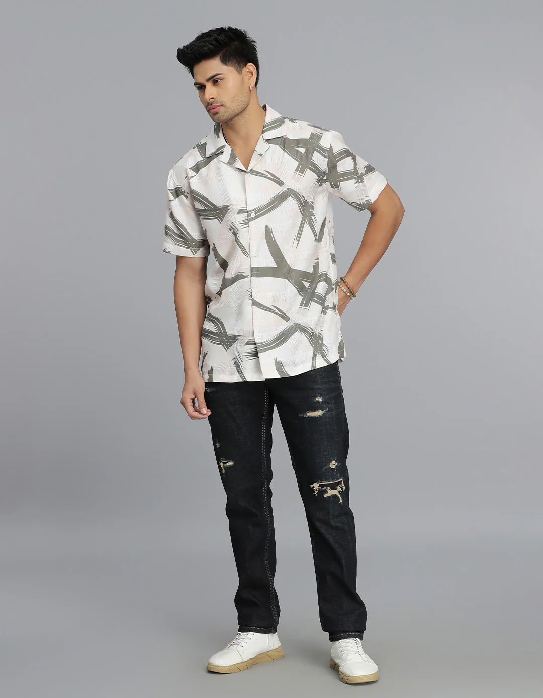 WHITE HALF SLEEVE PRINTED SHIRT - Image 4