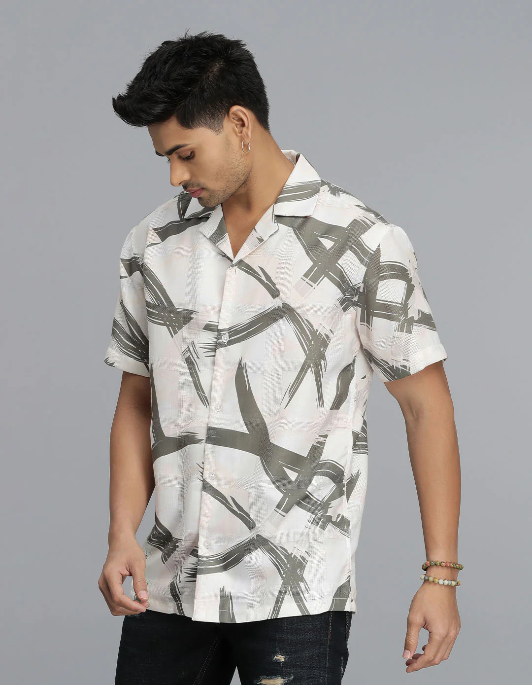 WHITE HALF SLEEVE PRINTED SHIRT - Image 5