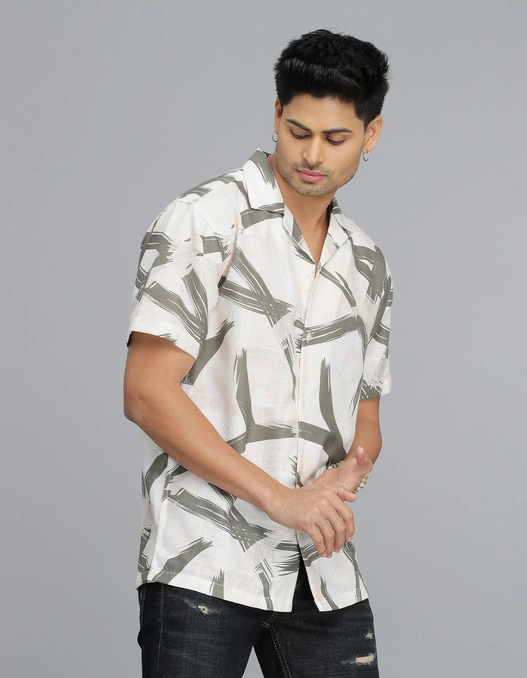 WHITE HALF SLEEVE PRINTED SHIRT - Image 6