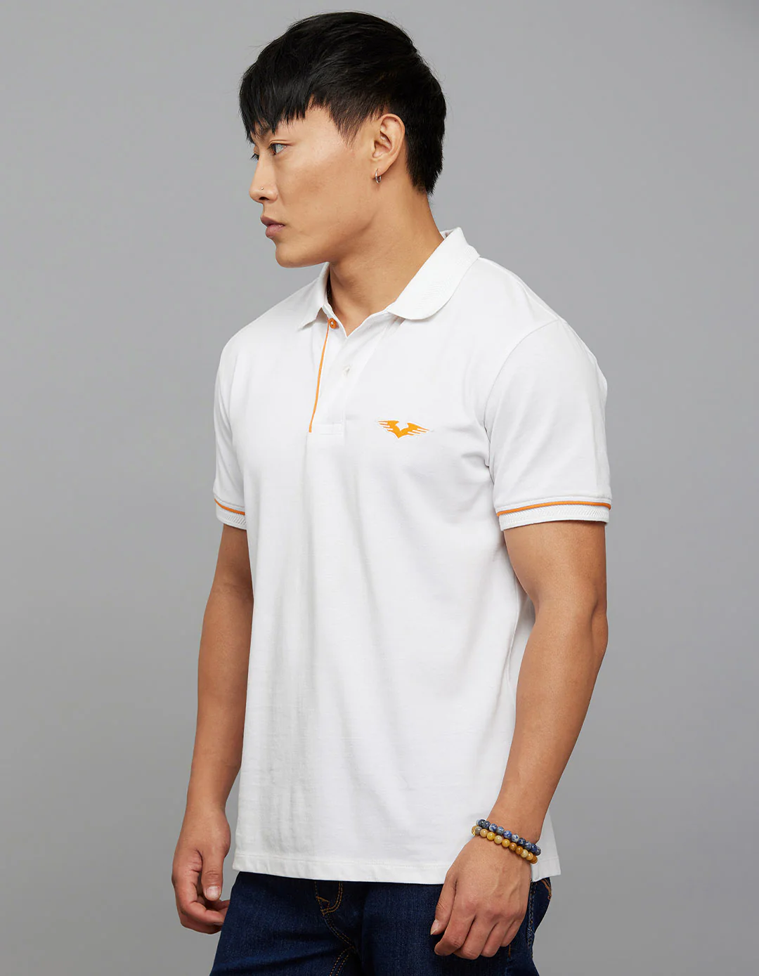 White Half Sleeves Pique Polo Tee - Image 3