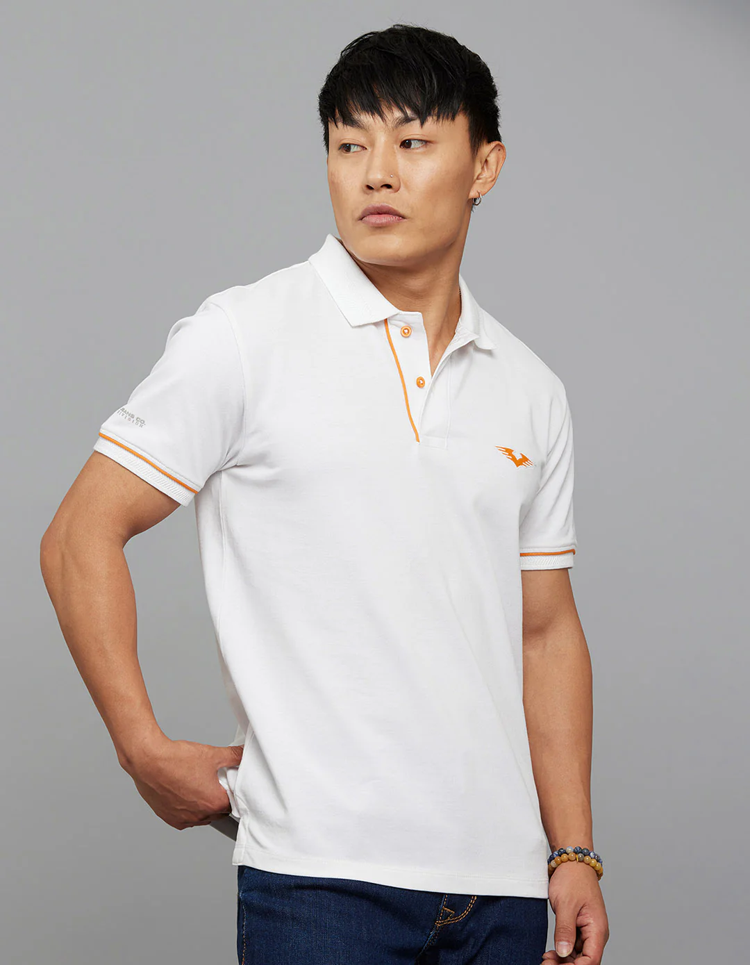 White Half Sleeves Pique Polo Tee - Image 4