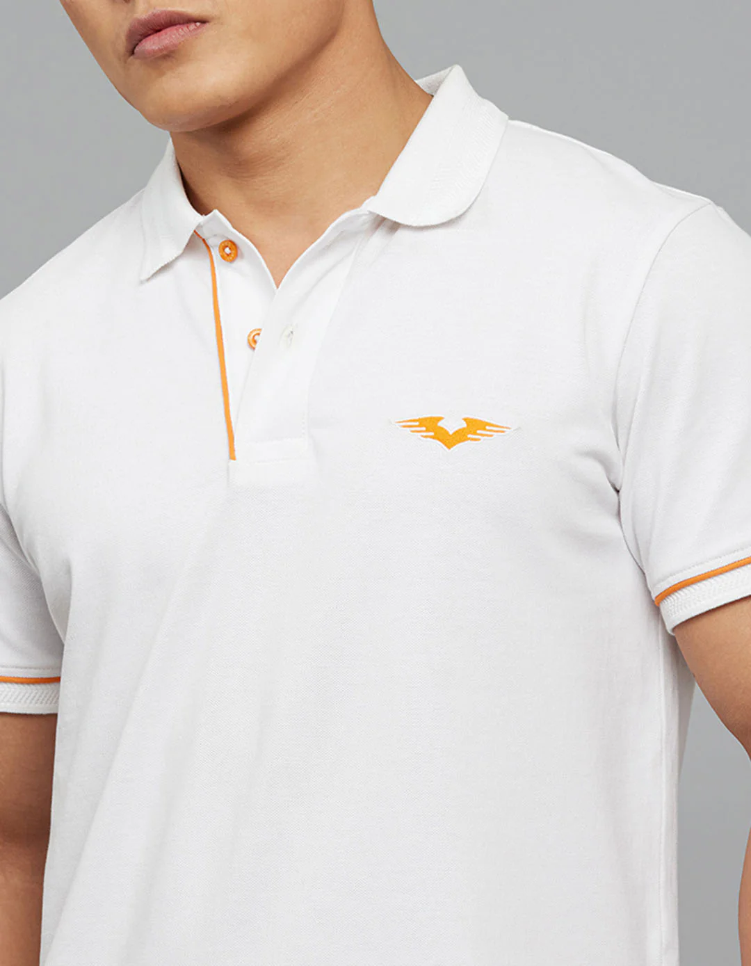 White Half Sleeves Pique Polo Tee - Image 5