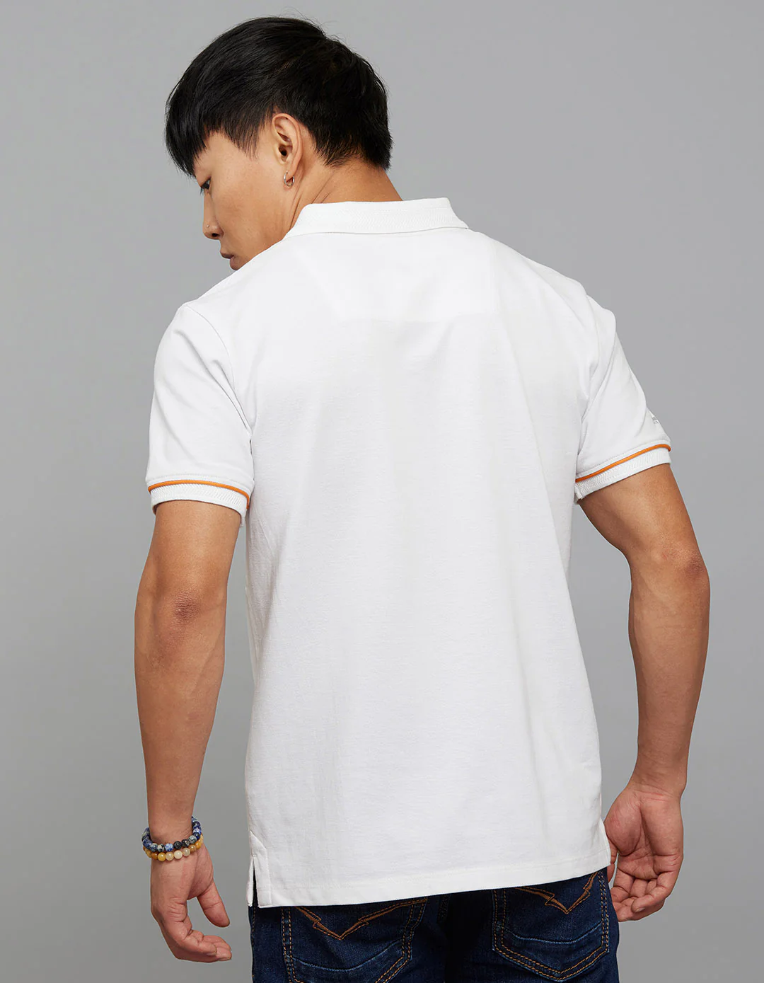 White Half Sleeves Pique Polo Tee - Image 6