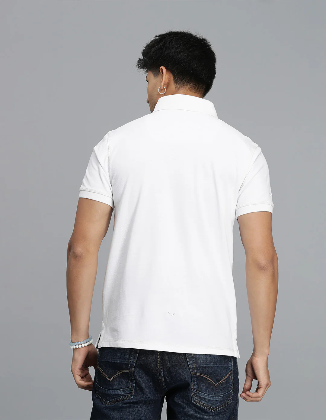 White Half Sleeves Pique Polo Tee - Image 5