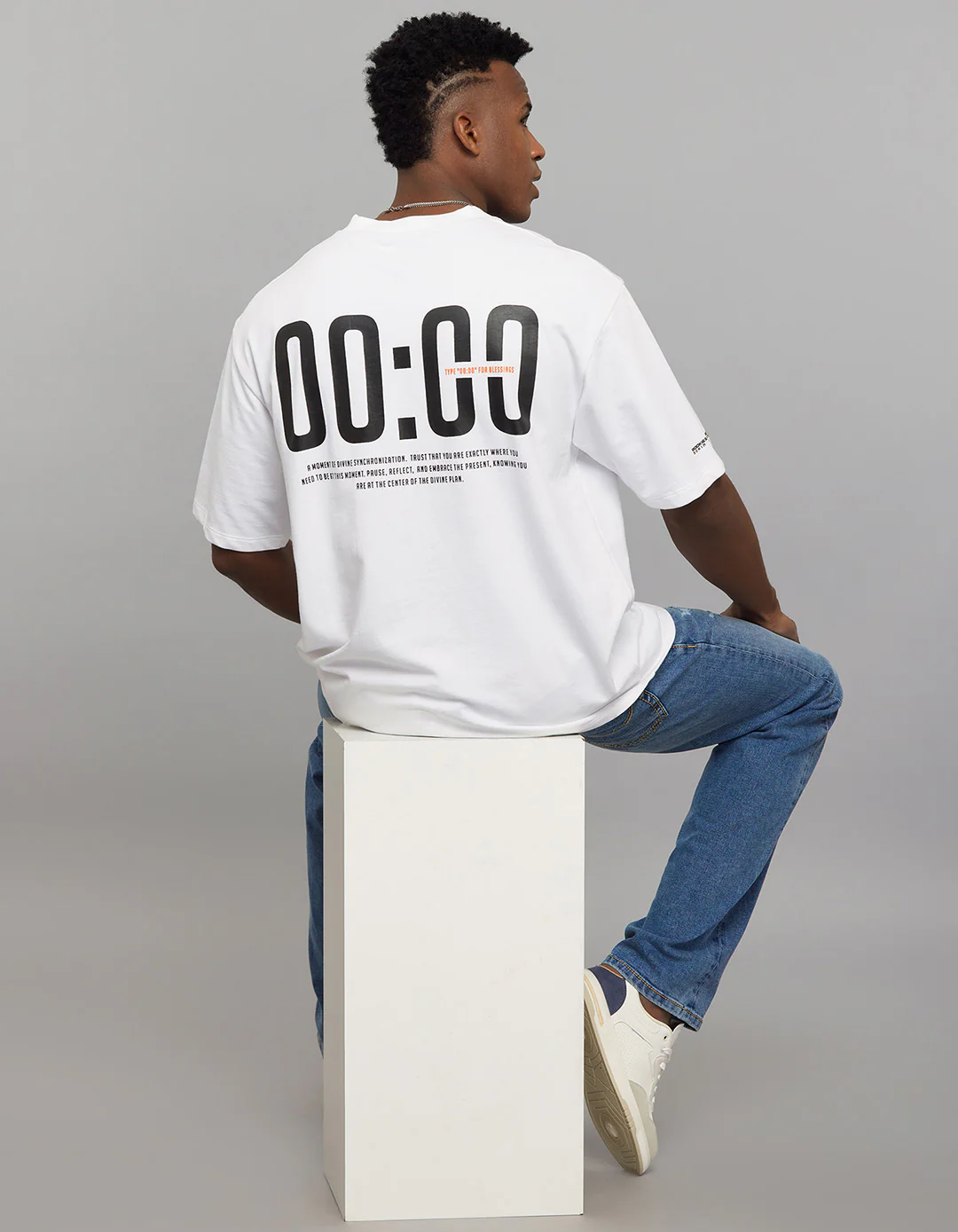 White Half Sleeves Round Neck Oversized Tee