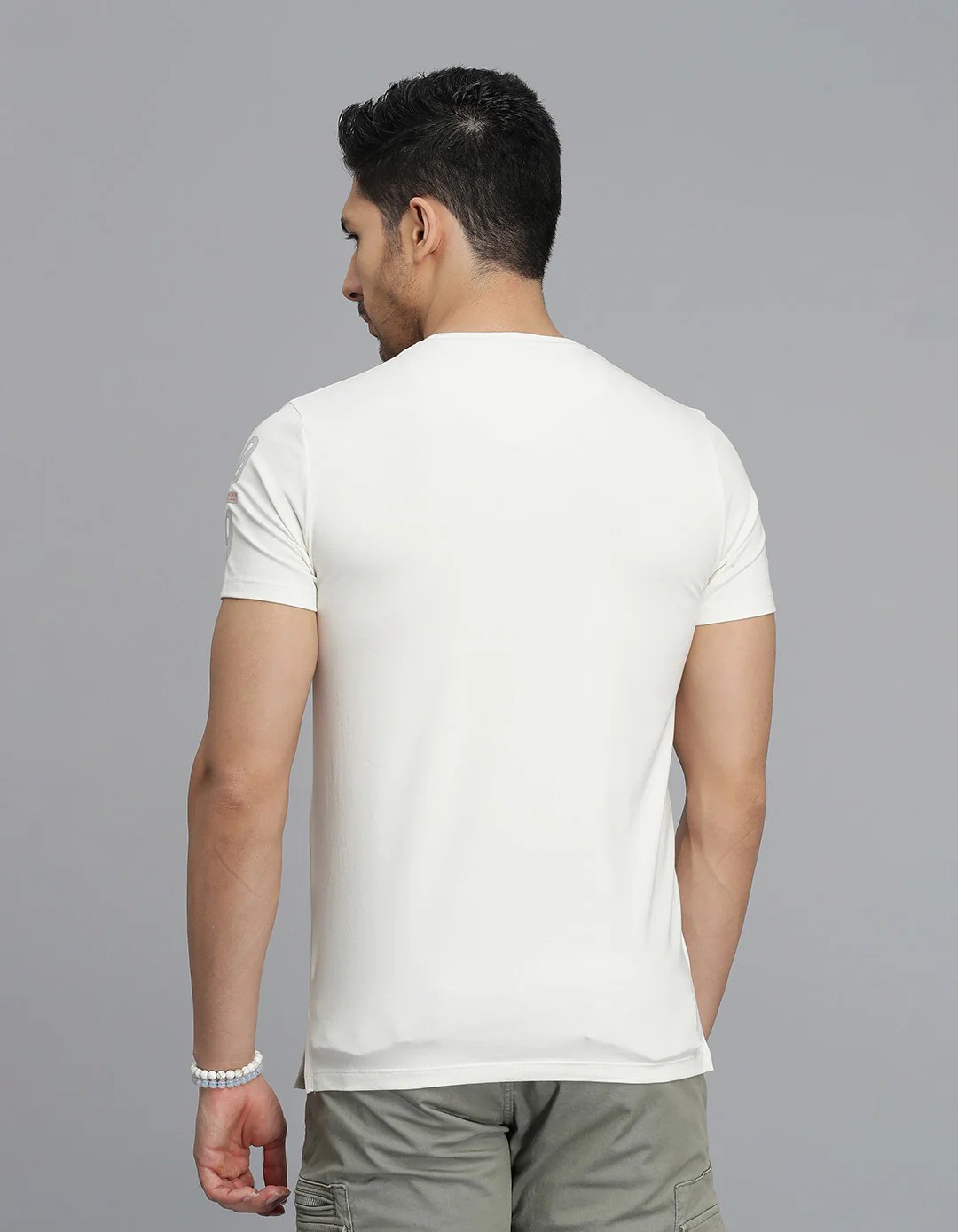 White Half Sleeves Round Neck Tee