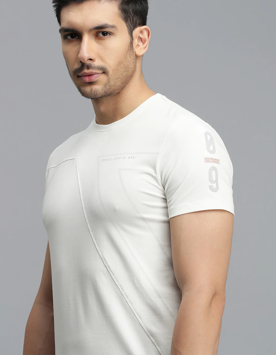 White Half Sleeves Round Neck Tee - Image 2