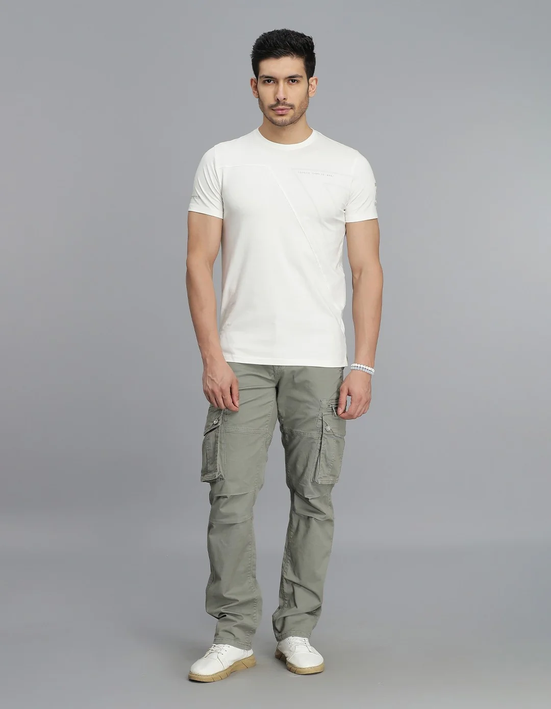 White Half Sleeves Round Neck Tee - Image 4