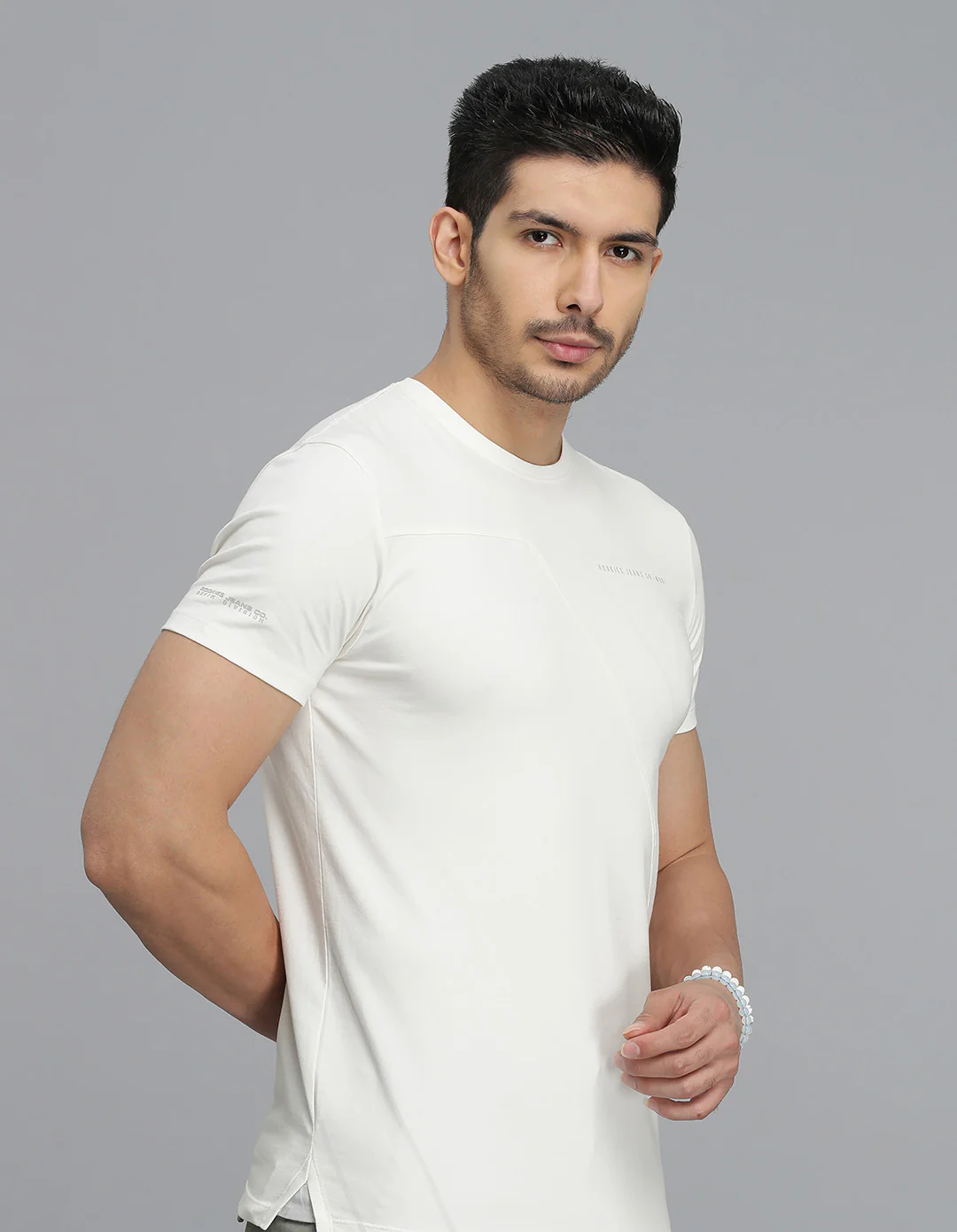 White Half Sleeves Round Neck Tee - Image 6