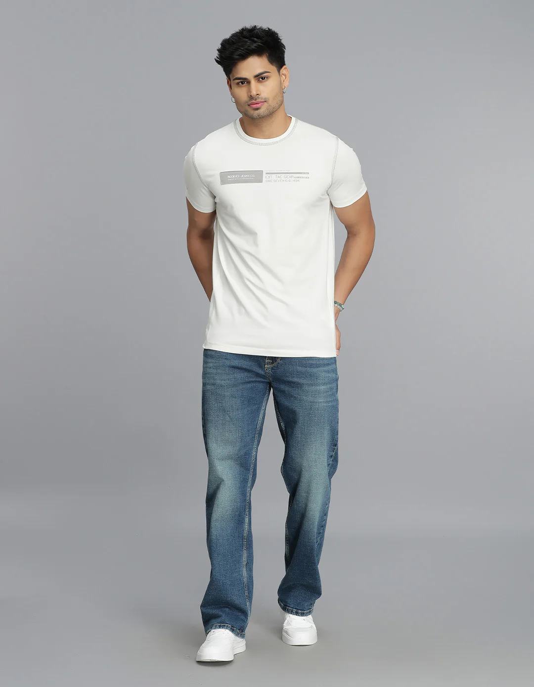 White Half Sleeves Round Neck Tee - Image 2