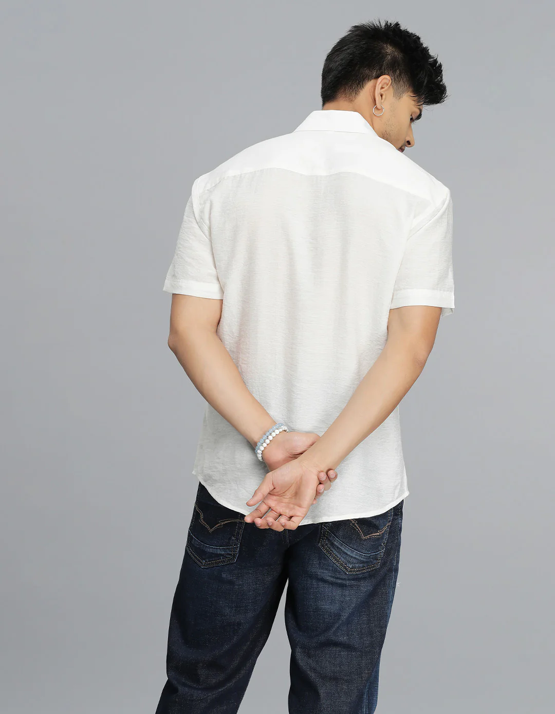 White Half Sleeves Solid Shirt - Image 5