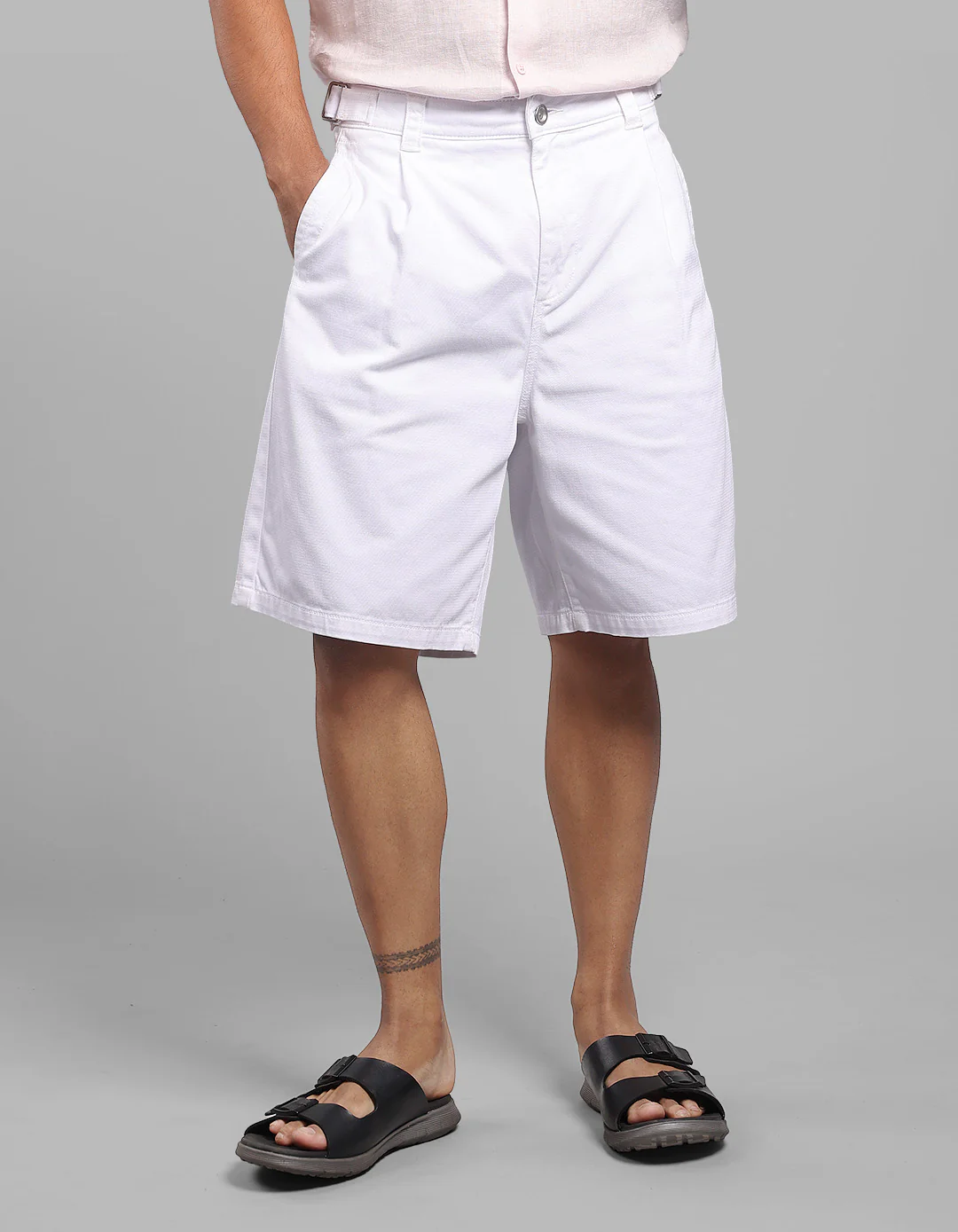 White Loose Fit Cotton Short