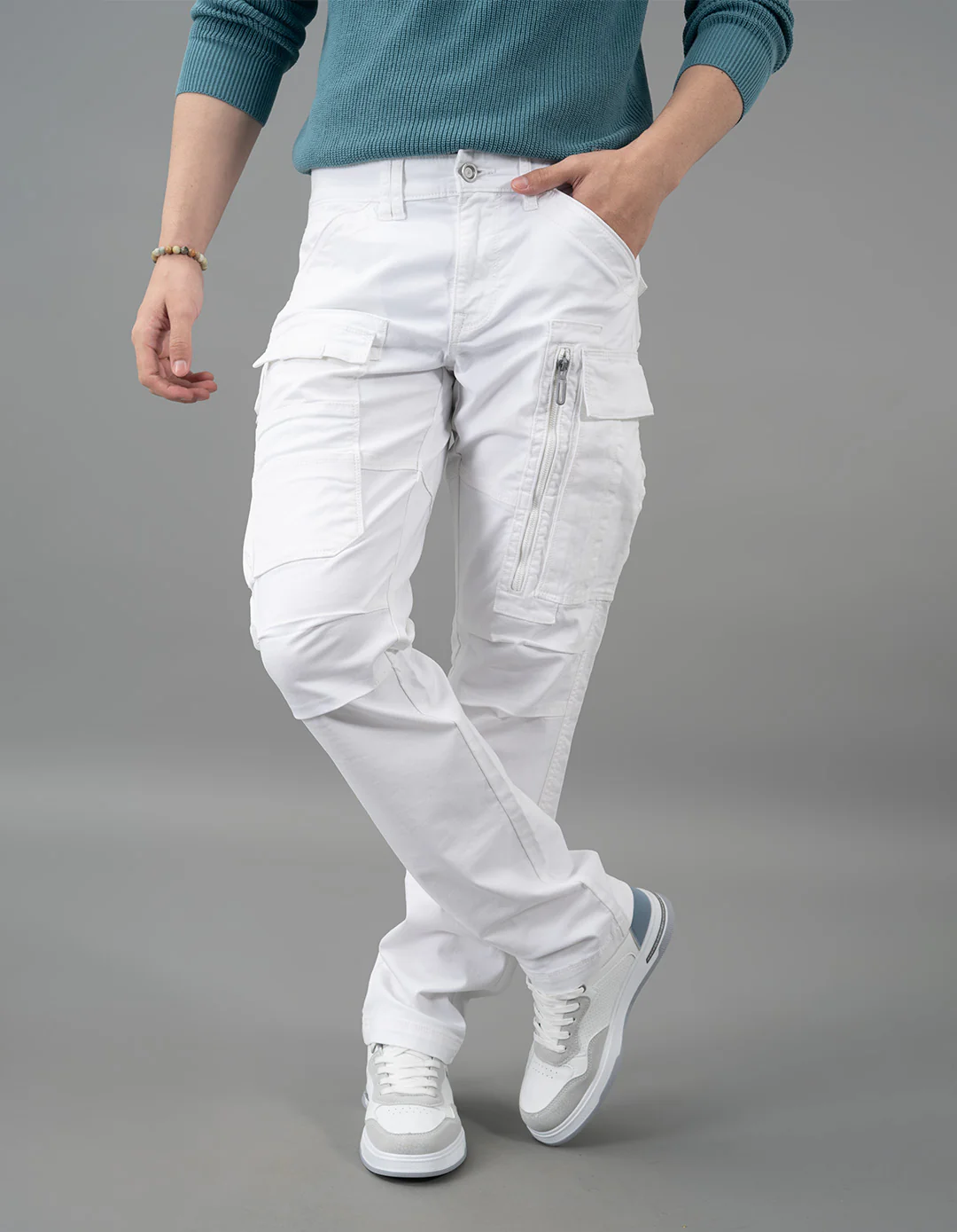 White Regular Fit Cargo Pant