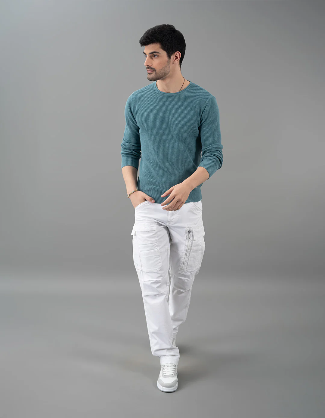 White Regular Fit Cargo Pant - Image 2