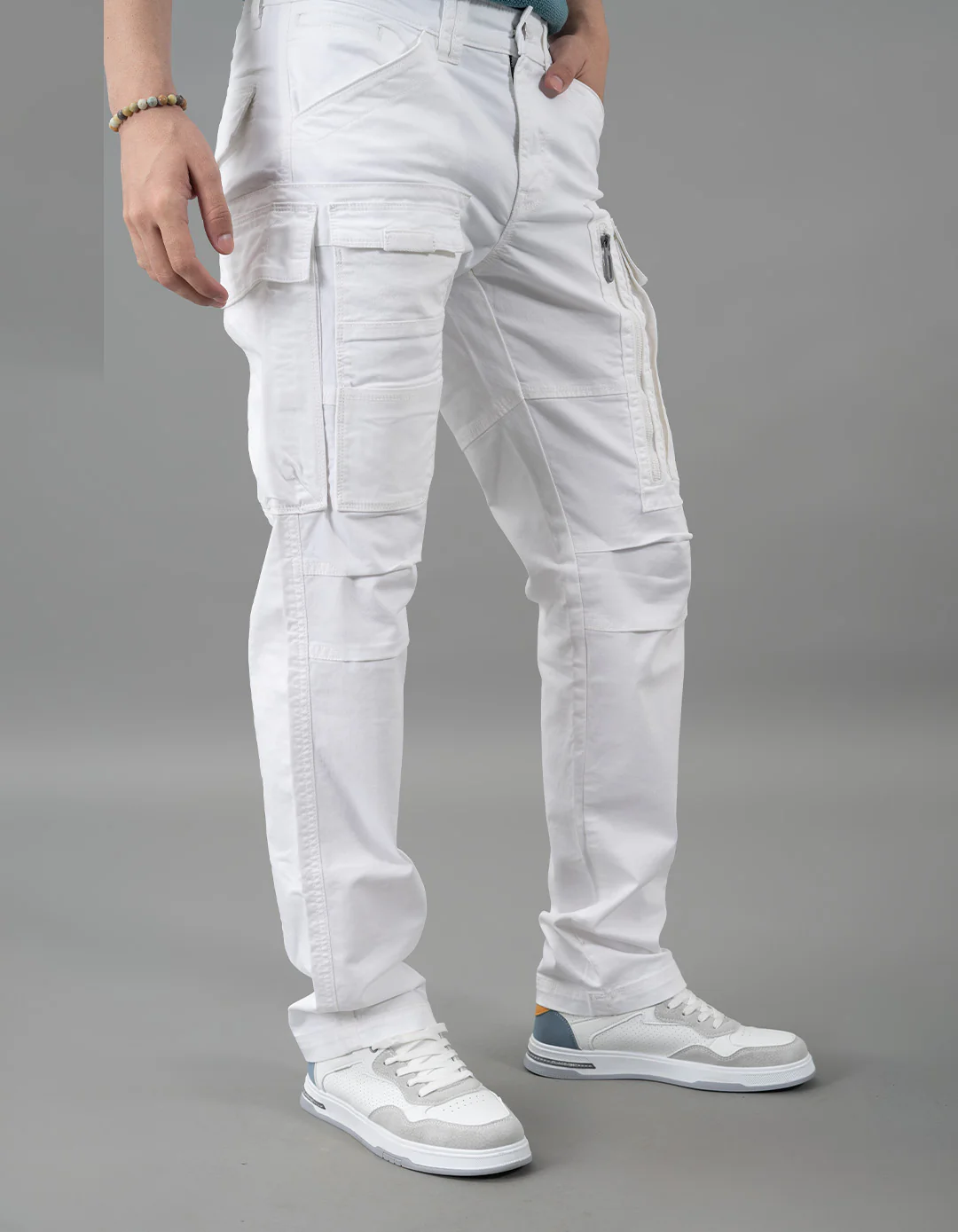White Regular Fit Cargo Pant - Image 4