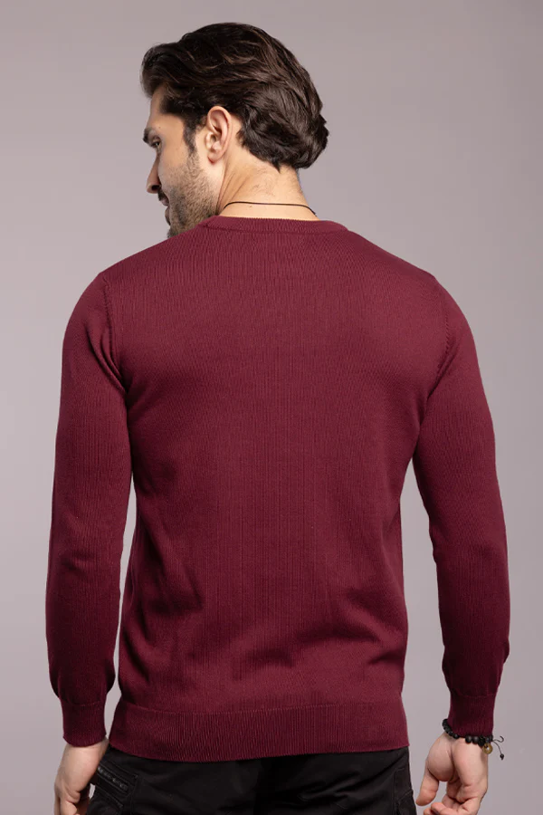 Wine Round Neck Flatknit Tee - Image 5