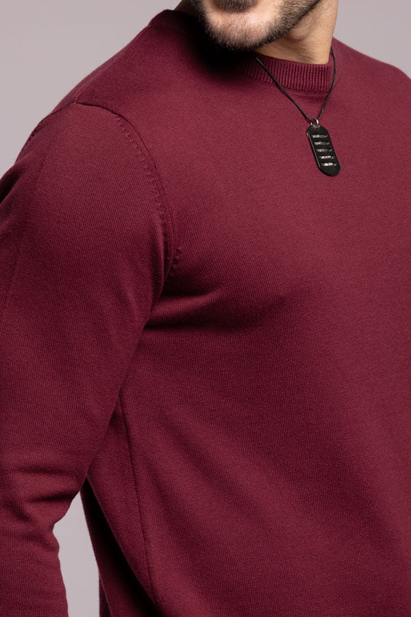 Wine Round Neck Flatknit Tee - Image 6