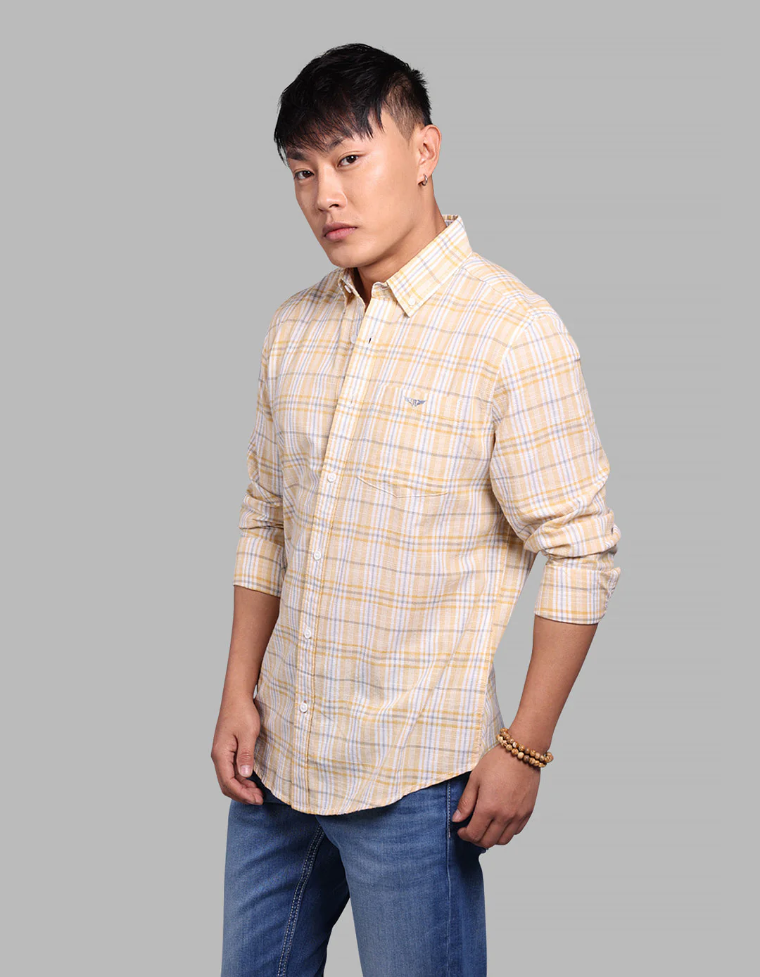 Yellow Full Sleeve Check Shirt - Image 3