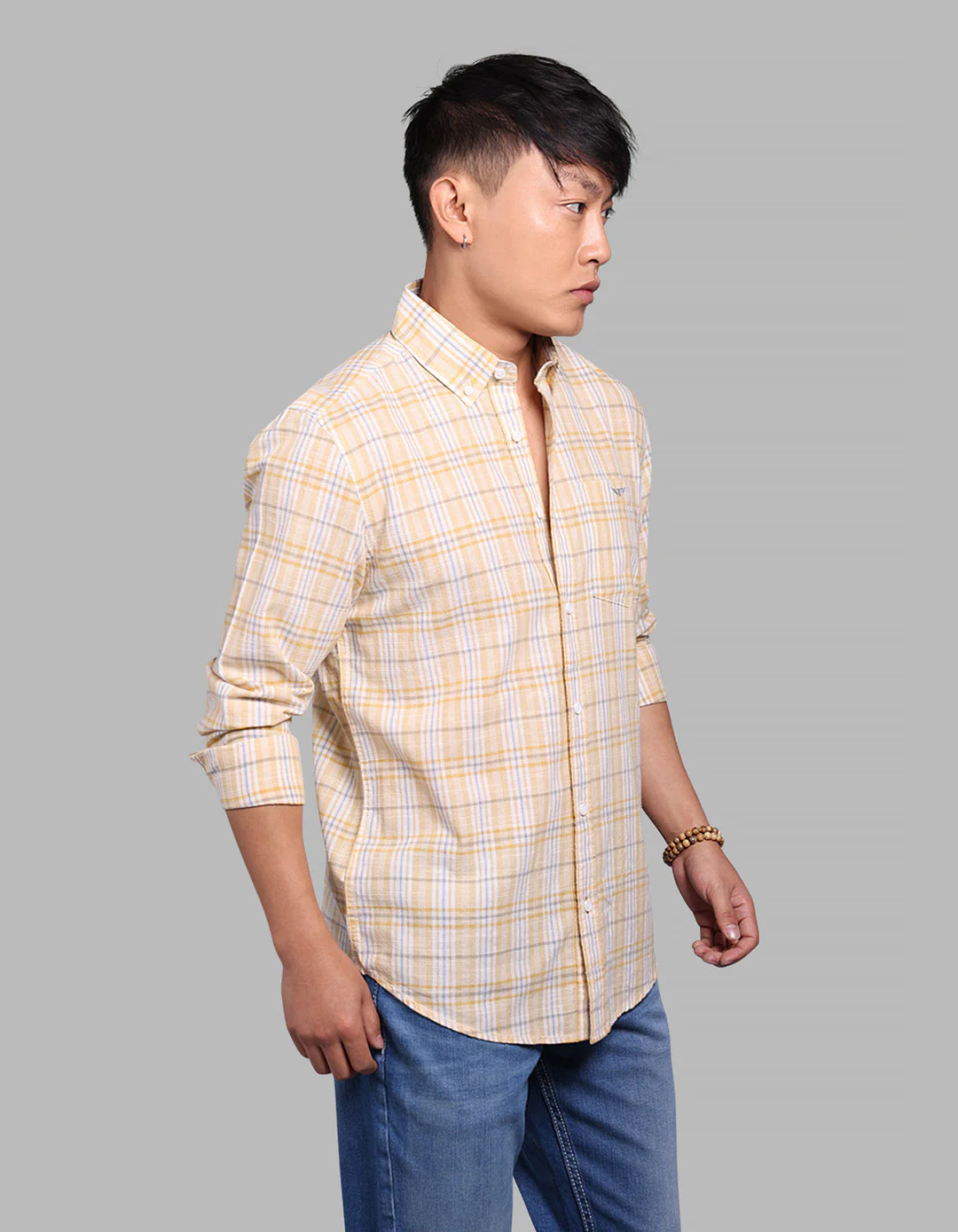 Yellow Full Sleeve Check Shirt - Image 4